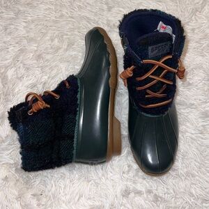 Sperry Dark Green and Navy Duck Boots